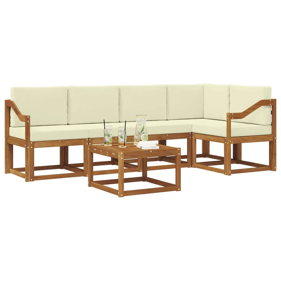 Ensemble de canapés d'extérieur 6 pcs Naturel et Crème - 3