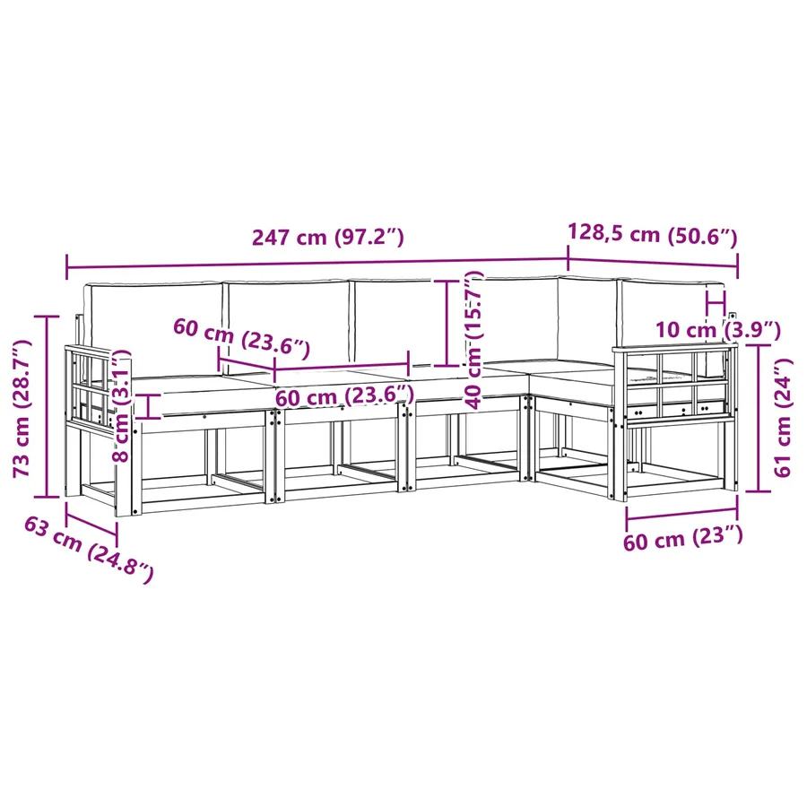 Ensemble de canapés d'extérieur 5 pcs Naturel et Crème - 10