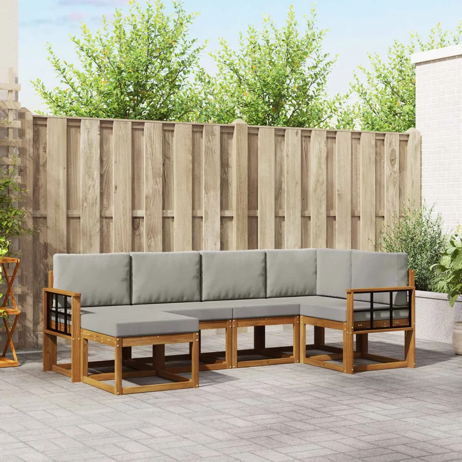 Ensemble de canapés d'extérieur 6 pcs Gris Naturel et Clair