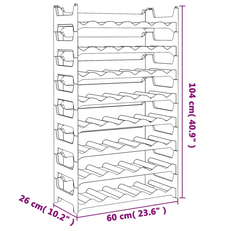 Casier à vin pour 48 bouteilles PP empilable - 6