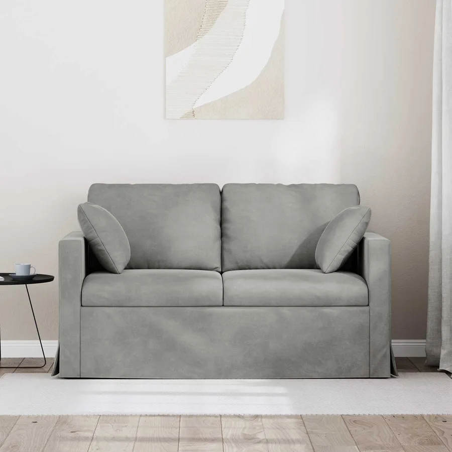 Canapé Gris clair 138 x 78 x 80 cm Velours - 3