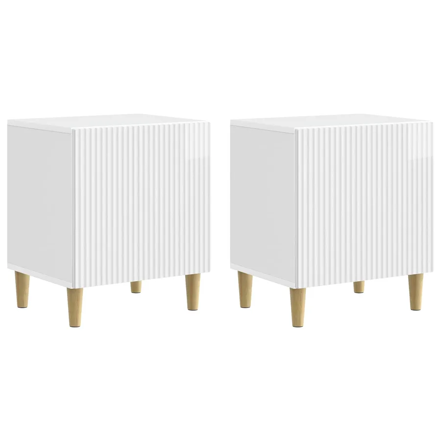 Cabinet de chevet 2 pcs Blanc brillant 43 x 34,5 x 50 cm - 2