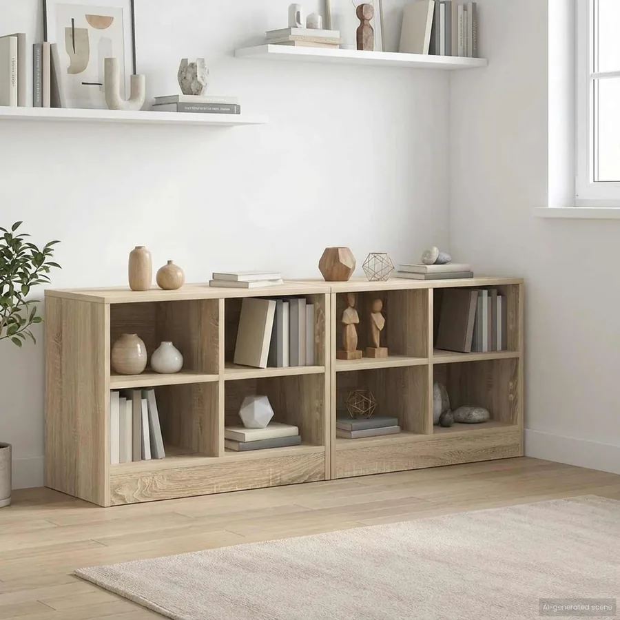 Armoire de lit avec étagère 2 pcs Chêne Sonoma 66 x 33 x 48 cm