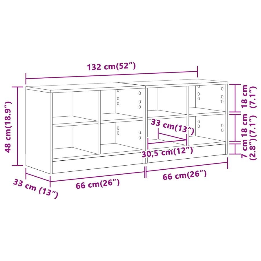 Armoire de lit avec étagère 2 pcs Chêne Sonoma 66 x 33 x 48 cm - 8