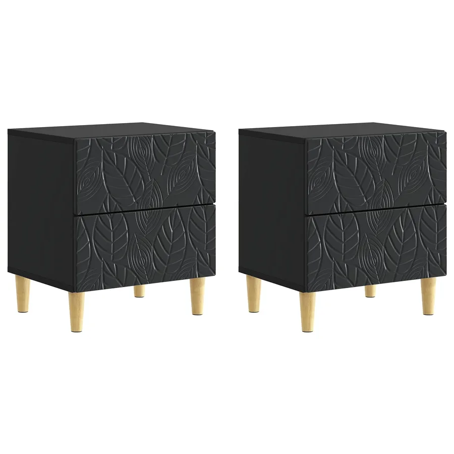 Table de chevet 2 pcs Noir 43 x 34,5 x 48 cm Bois d'ingénierie - 2