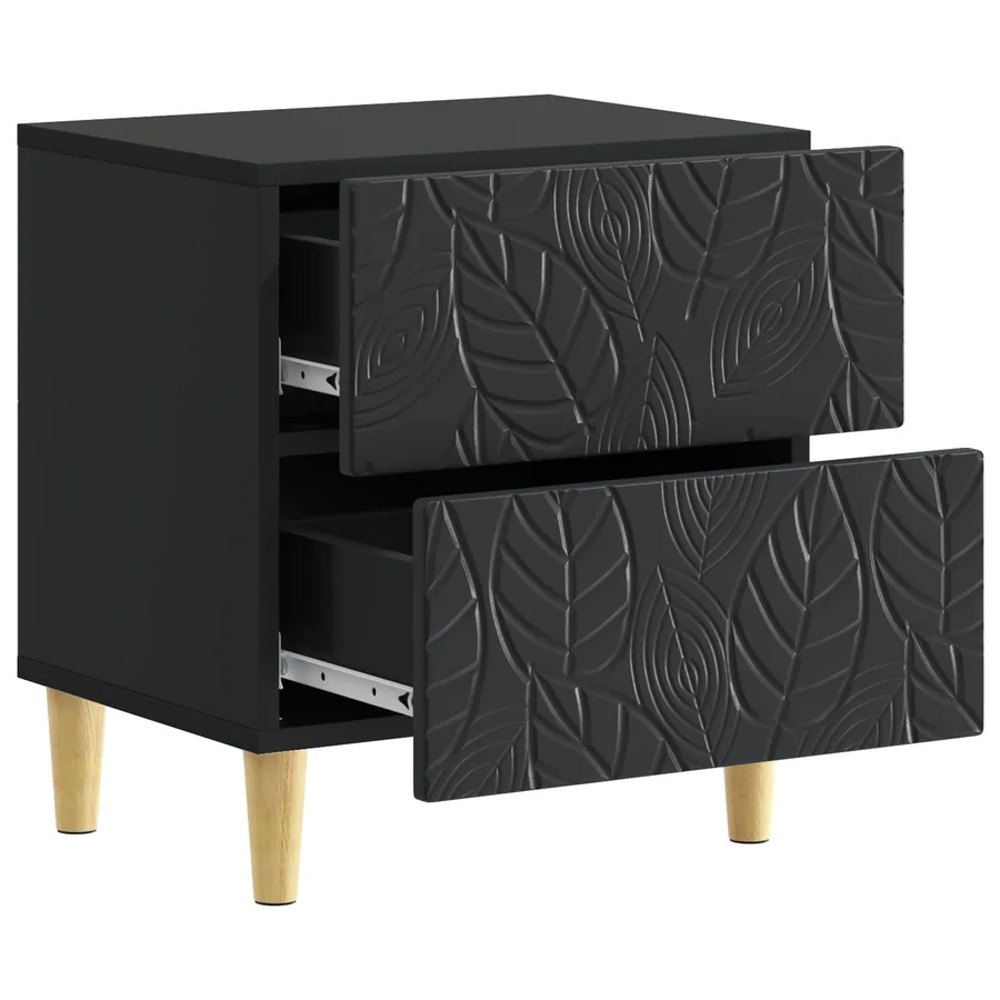 Table de chevet 2 pcs Noir 43 x 34,5 x 48 cm Bois d'ingénierie - 5