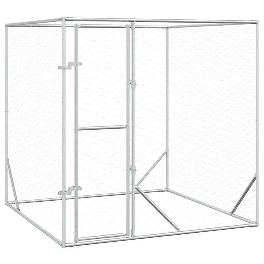 Chenil d'extérieur pour chiens argenté 2x2x2 m acier galvanisé - 2