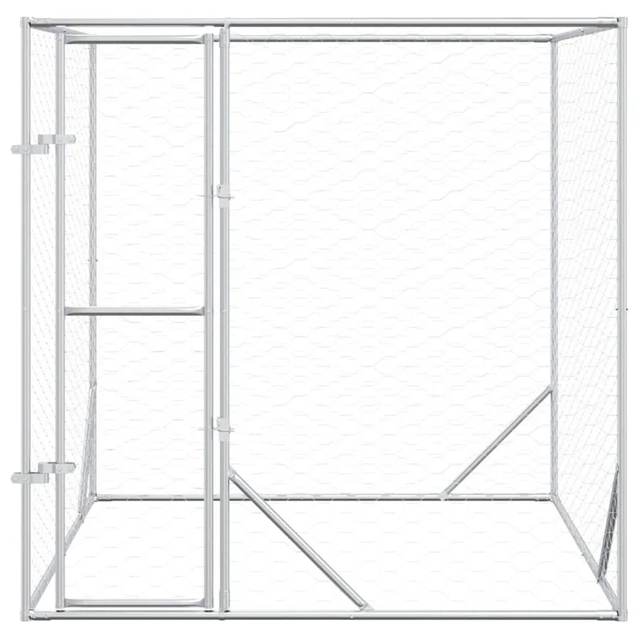 Chenil d'extérieur pour chiens argenté 2x2x2 m acier galvanisé - 4