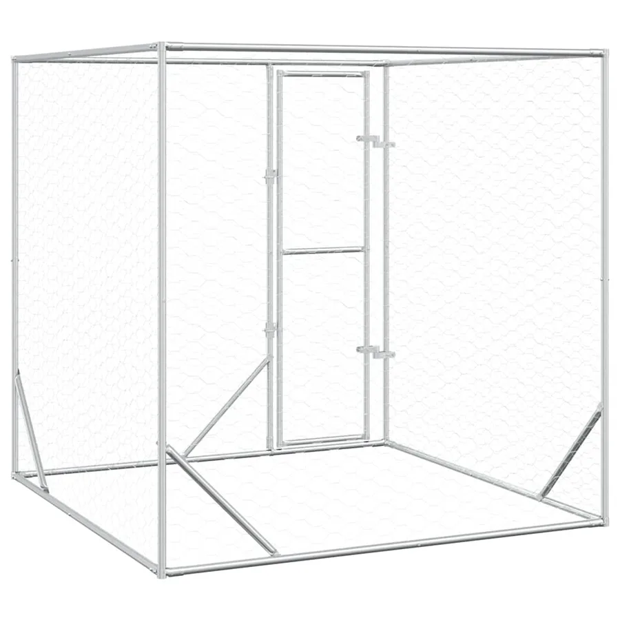 Chenil d'extérieur pour chiens argenté 2x2x2 m acier galvanisé - 6