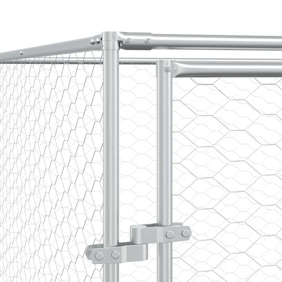 Chenil d'extérieur pour chiens argenté 2x2x2 m acier galvanisé - 7