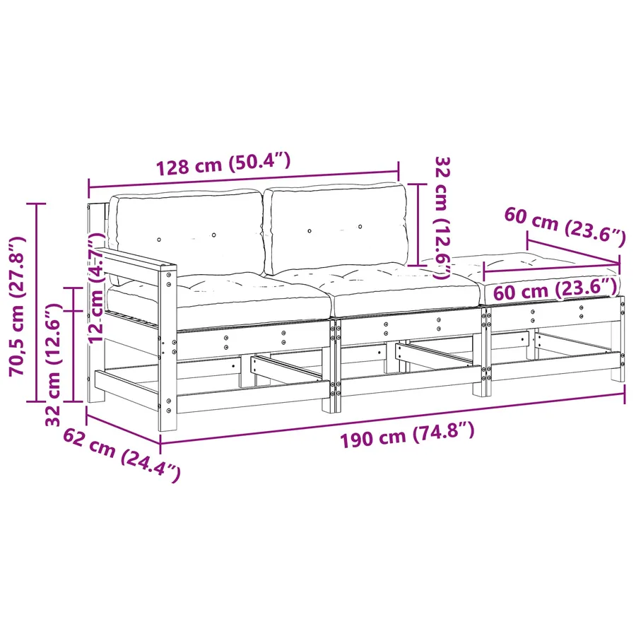 Unité de canapé sectionnel Brun cire 190 x 62 x 70,5 cm - 8