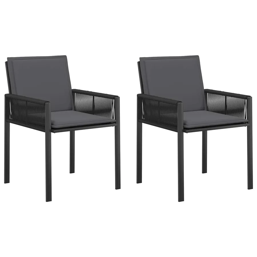 Chaises de jardin 6 pcs Noir et Gris foncé polyrotin - 2