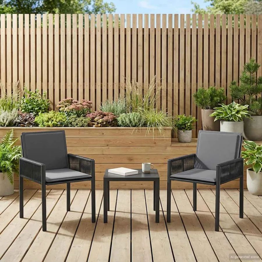 Chaises de jardin 6 pcs Noir et Gris foncé polyrotin - 3