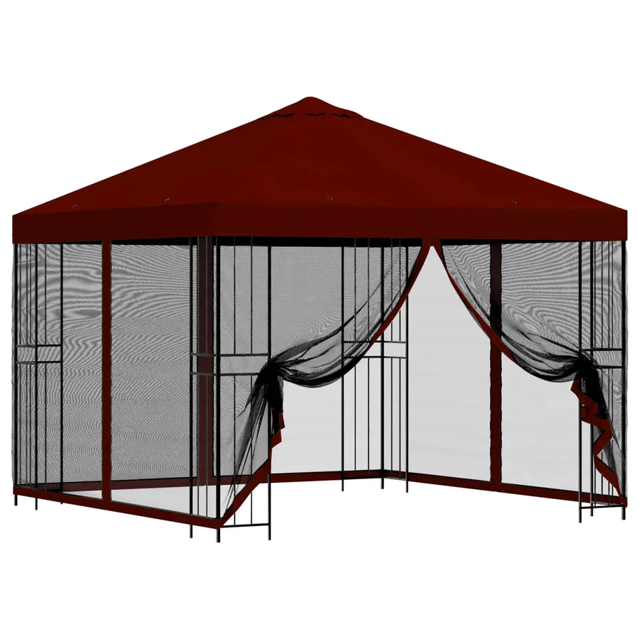 Abri de jardin avec parois 3 x 3 m Bordeaux Polyester et Acier - 2