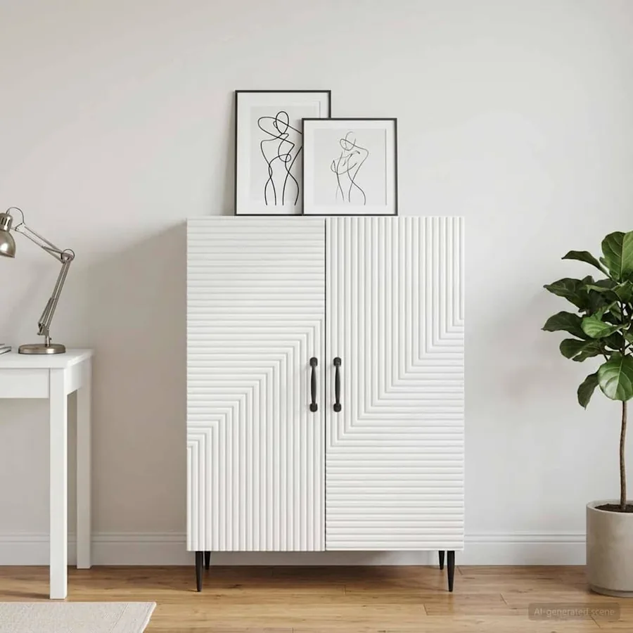 Buffet Blanc brillant 66 x 34,5 x 89,5 cm Bois d'ingénierie
