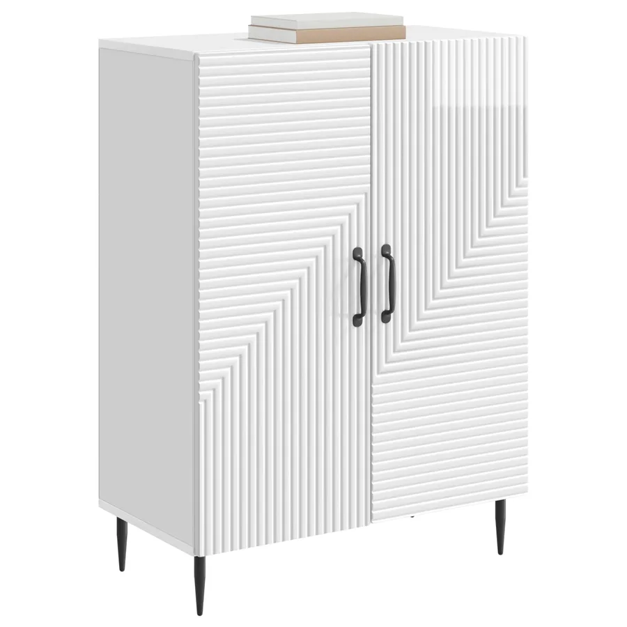 Buffet Blanc brillant 66 x 34,5 x 89,5 cm Bois d'ingénierie - 3