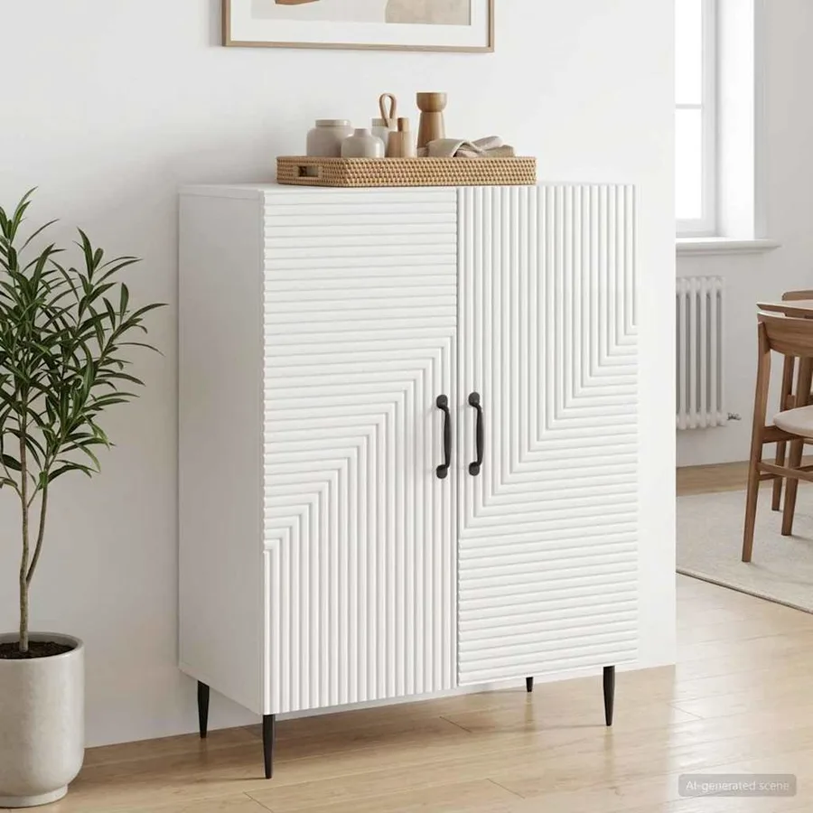 Buffet Blanc brillant 66 x 34,5 x 89,5 cm Bois d'ingénierie - 4