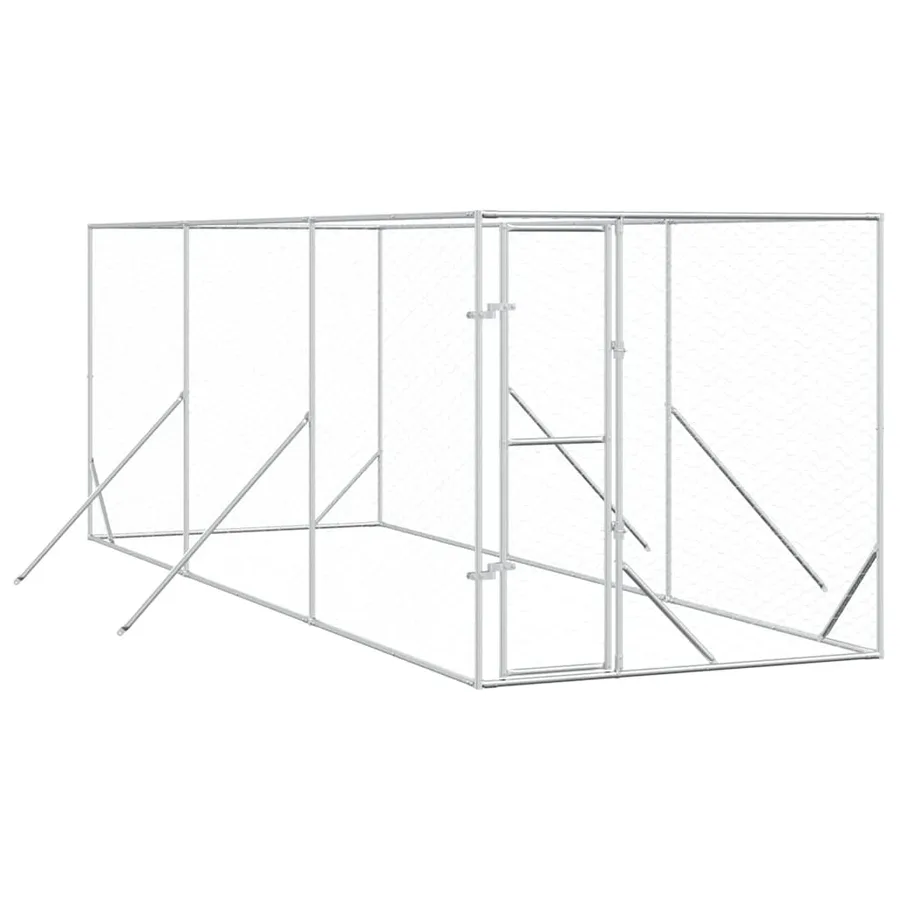 Chenil d'extérieur pour chiens argenté 2x6x2 m acier galvanisé - 2