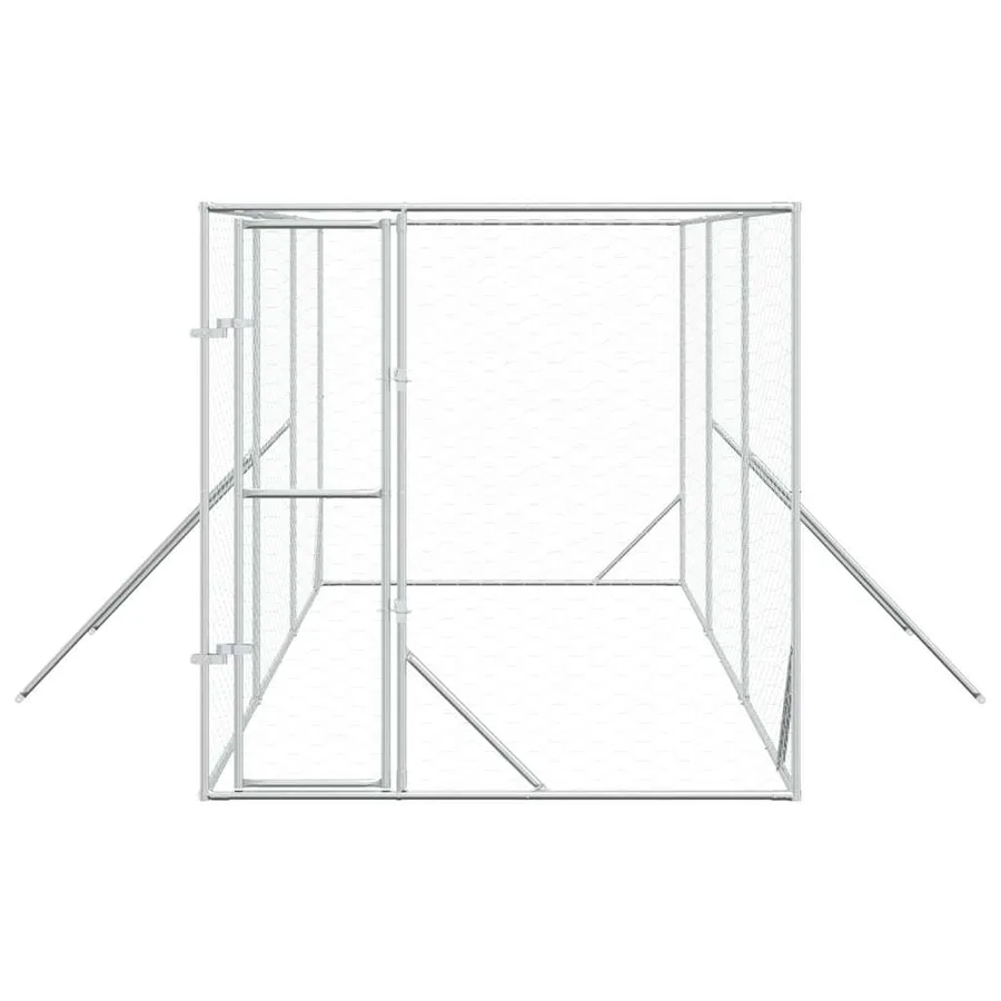 Chenil d'extérieur pour chiens argenté 2x6x2 m acier galvanisé - 4