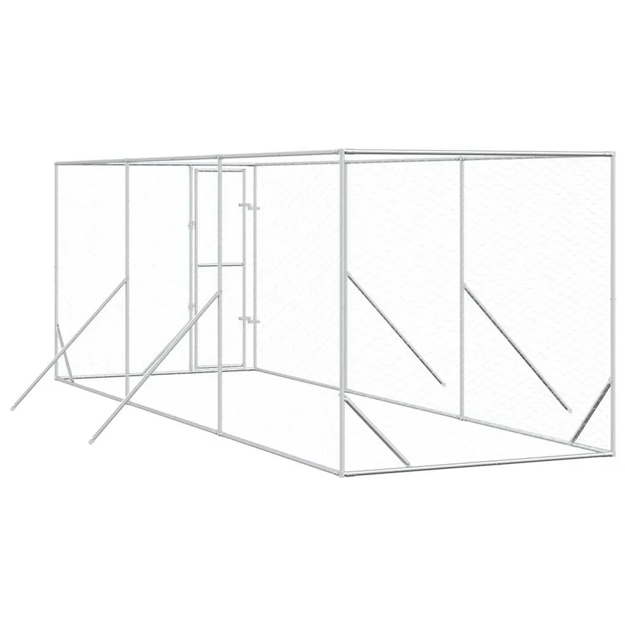 Chenil d'extérieur pour chiens argenté 2x6x2 m acier galvanisé - 6