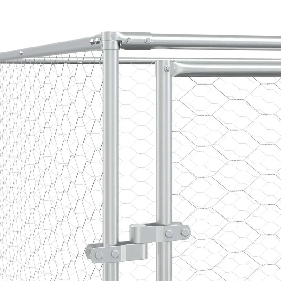 Chenil d'extérieur pour chiens argenté 2x6x2 m acier galvanisé - 7