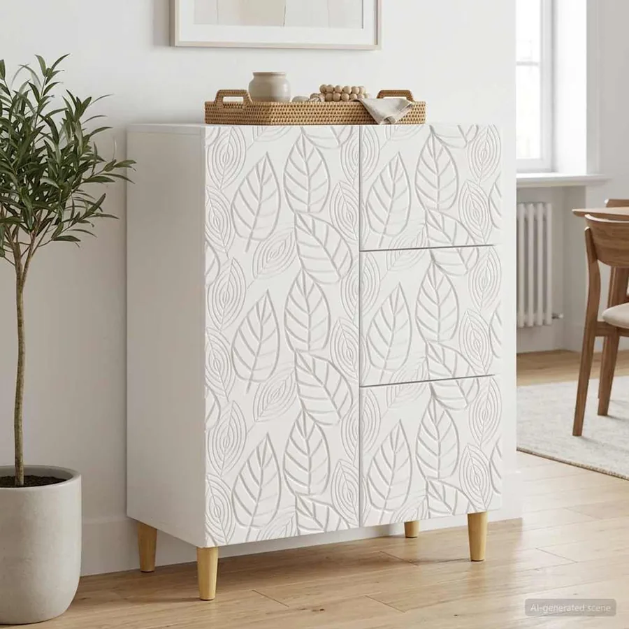 Buffet Blanc brillant 66 x 34,5 x 90 cm Bois d'ingénierie