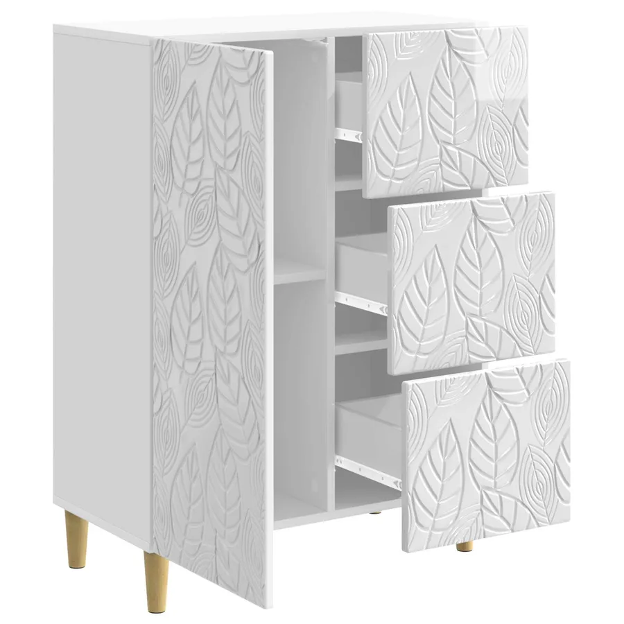 Buffet Blanc brillant 66 x 34,5 x 90 cm Bois d'ingénierie - 4