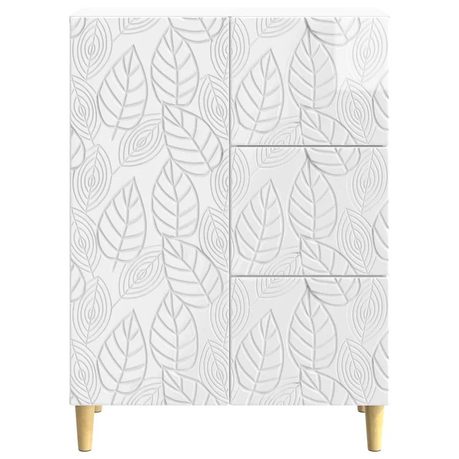 Buffet Blanc brillant 66 x 34,5 x 90 cm Bois d'ingénierie - 5