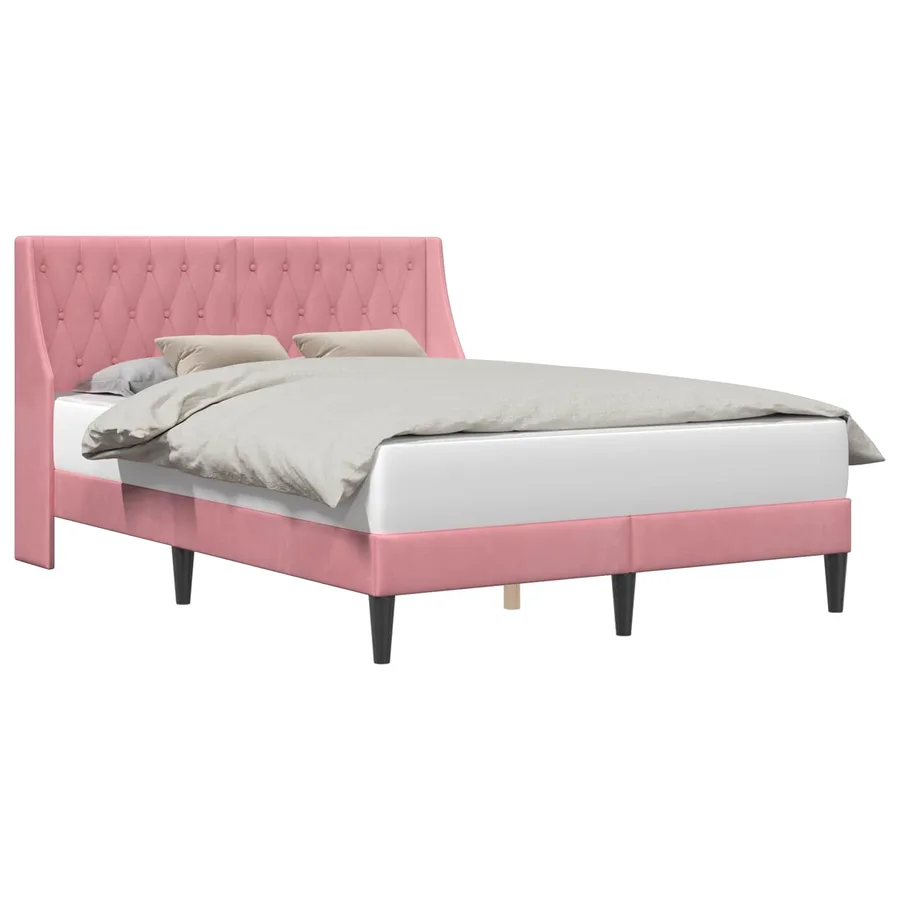 Cadre de lit avec tête de lit Rose 140 x 190 cm Velours - 2