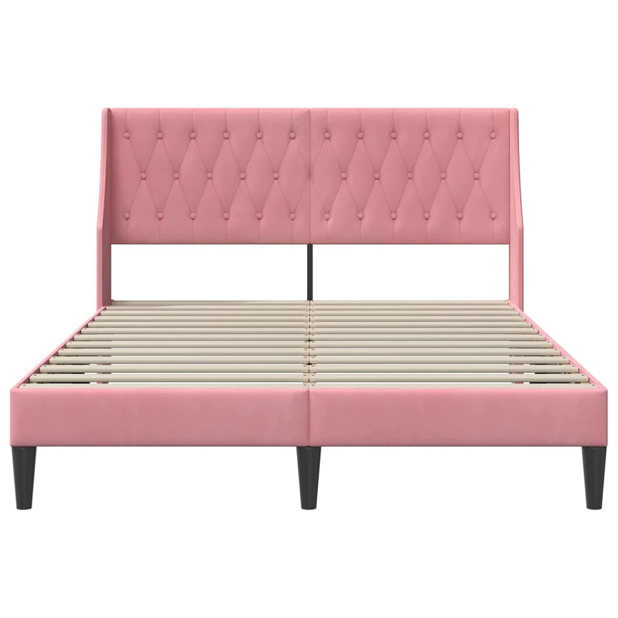 Cadre de lit avec tête de lit Rose 140 x 190 cm Velours - 4