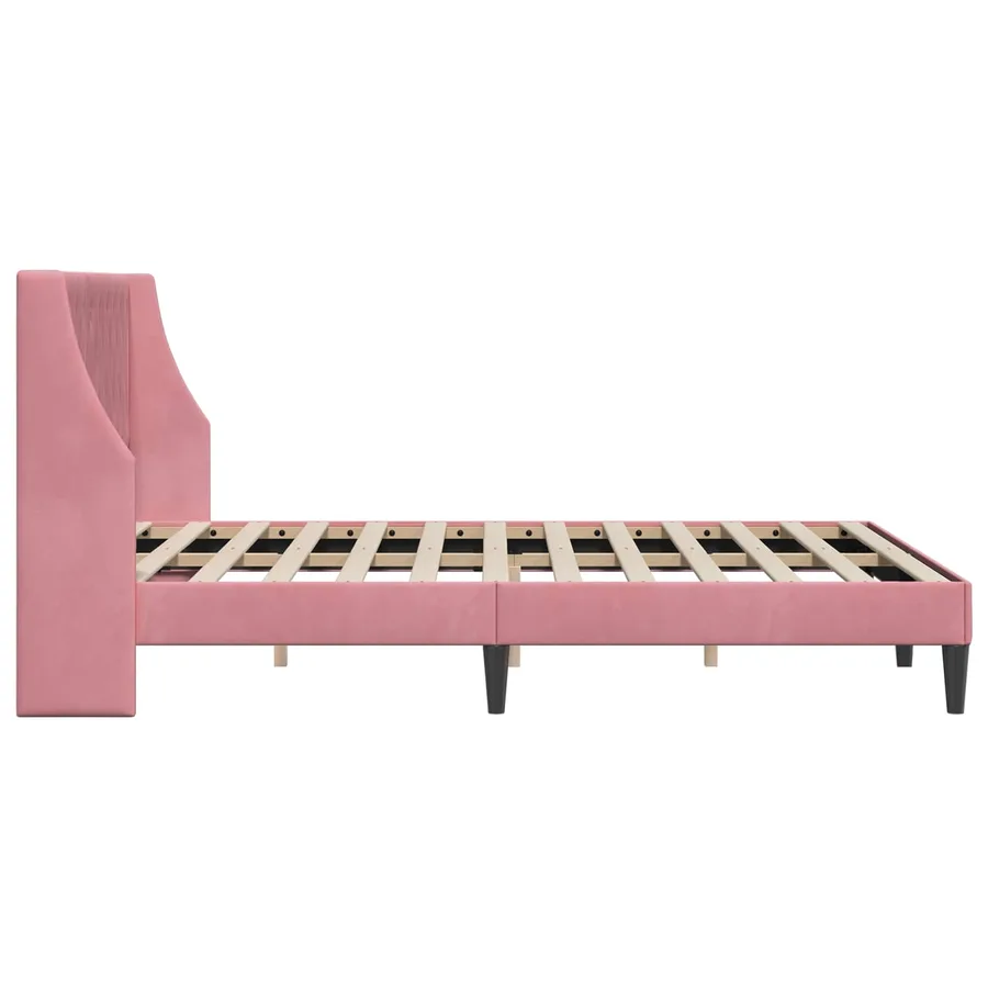 Cadre de lit avec tête de lit Rose 140 x 190 cm Velours - 5