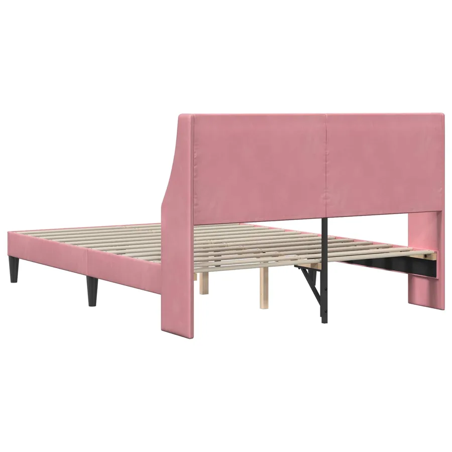 Cadre de lit avec tête de lit Rose 140 x 190 cm Velours - 6