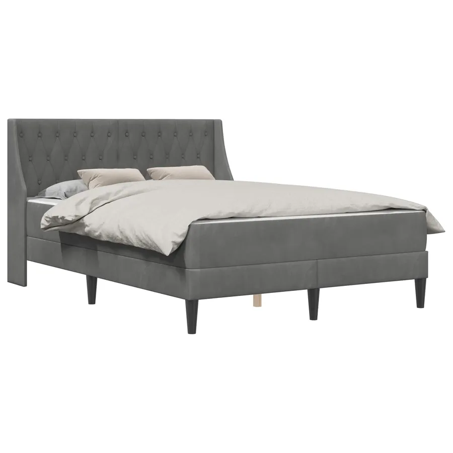 Cadre de lit avec matelas Gris foncé 140 x 190 cm Velours - 2