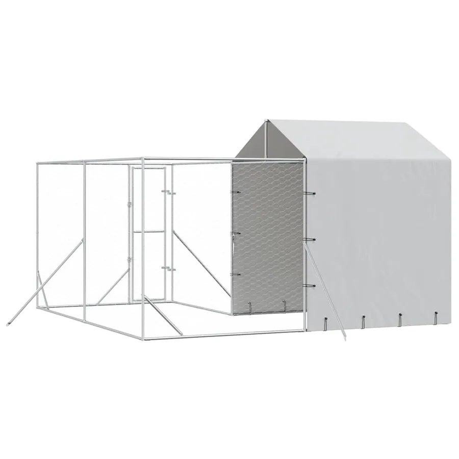 Chenil d'extérieur pour chiens avec toit argenté 4x4x2,5 m - 6