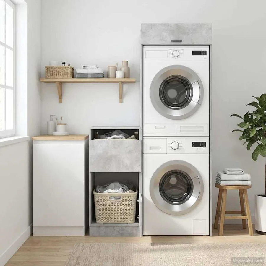 Ensemble de meubles de rangement pour la buanderie 2 pc Béton