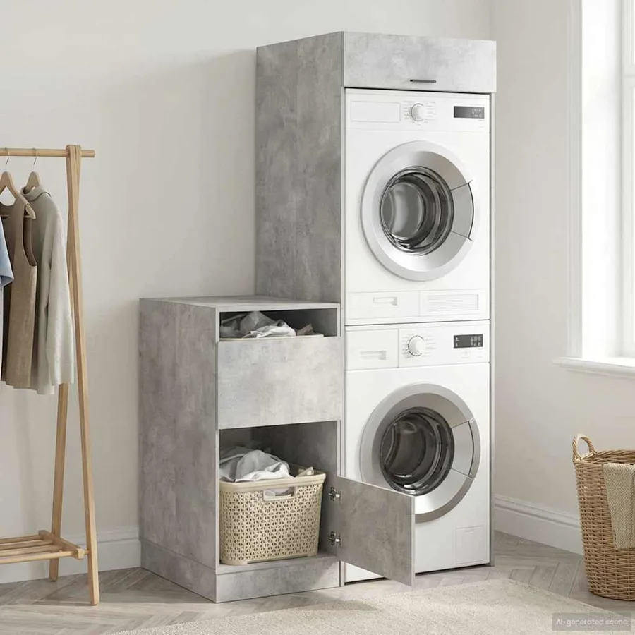 Ensemble de meubles de rangement pour la buanderie 2 pc Béton - 4