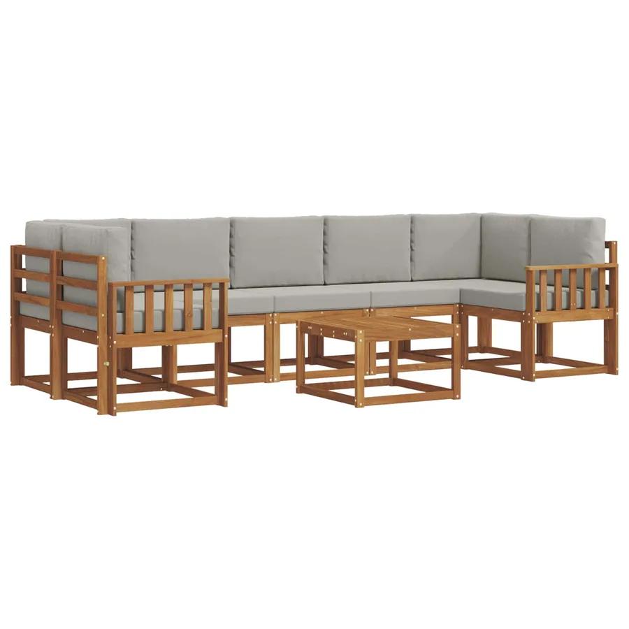 Ensemble de canapés d'extérieur 8 pcs Gris Naturel et Clair - 2