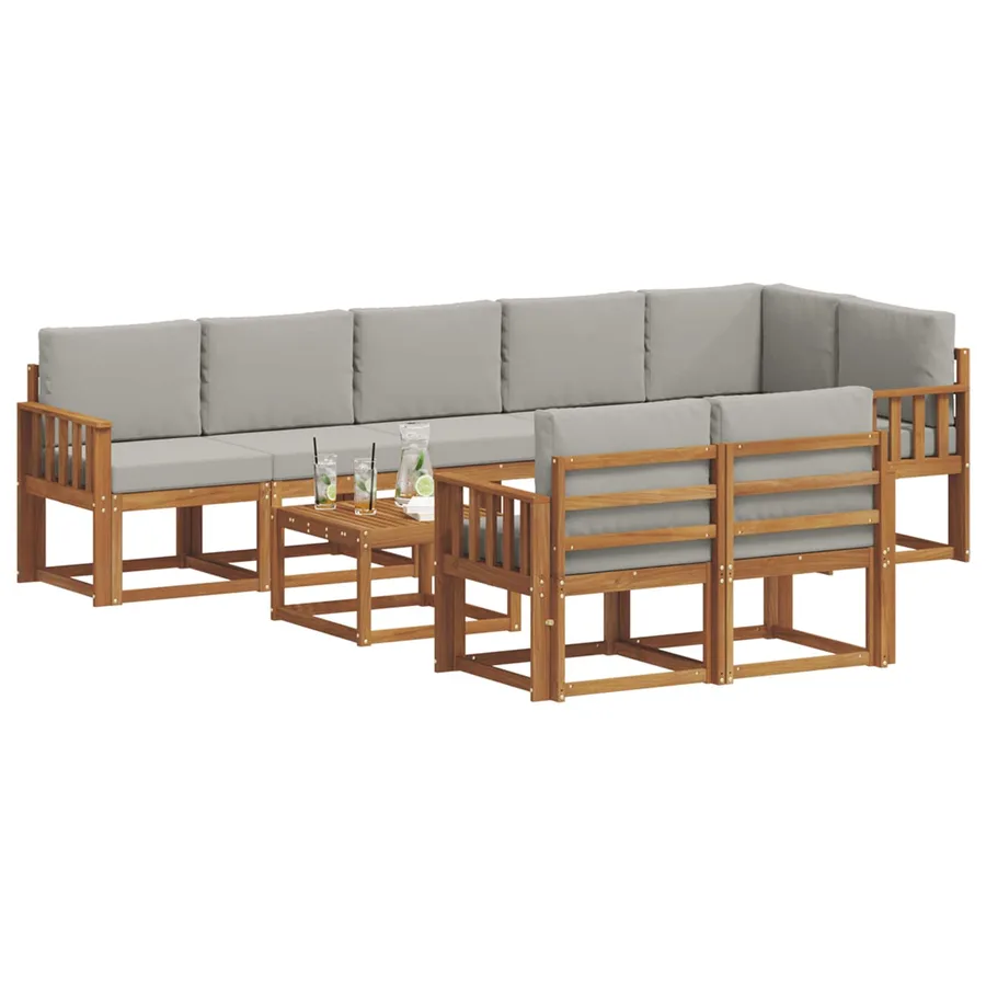 Ensemble de canapés d'extérieur 9 pcs Gris Naturel et Clair - 3