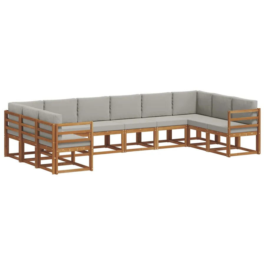 Ensemble de canapés d'extérieur 10 pcs Gris Naturel et Clair - 2