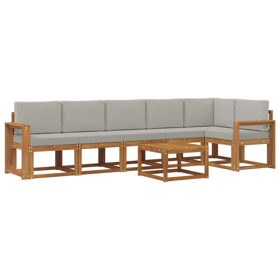 Ensemble de canapés d'extérieur 7 pcs Gris Naturel et Clair - 2
