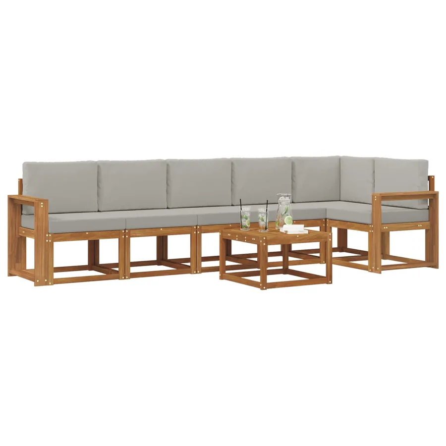 Ensemble de canapés d'extérieur 7 pcs Gris Naturel et Clair - 3