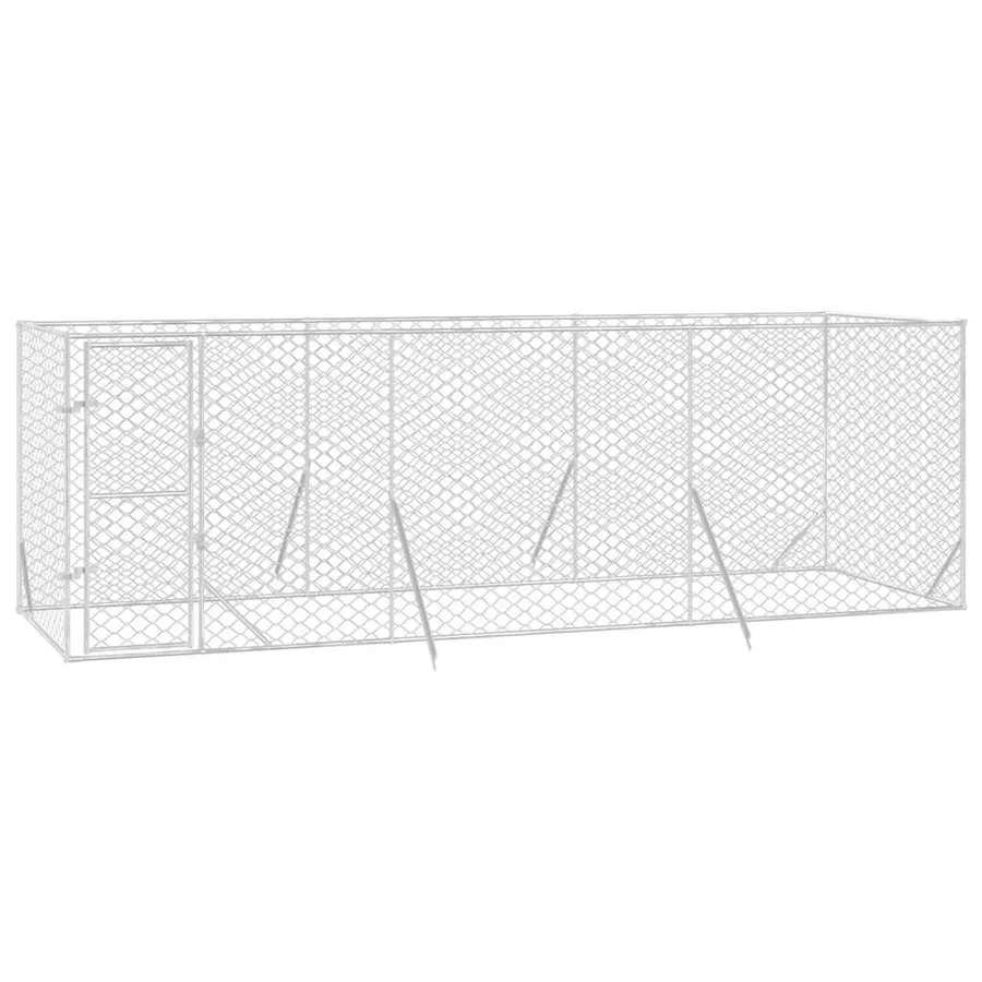 Chenil d'extérieur pour chiens argenté 6x2x2 m acier galvanisé - 3