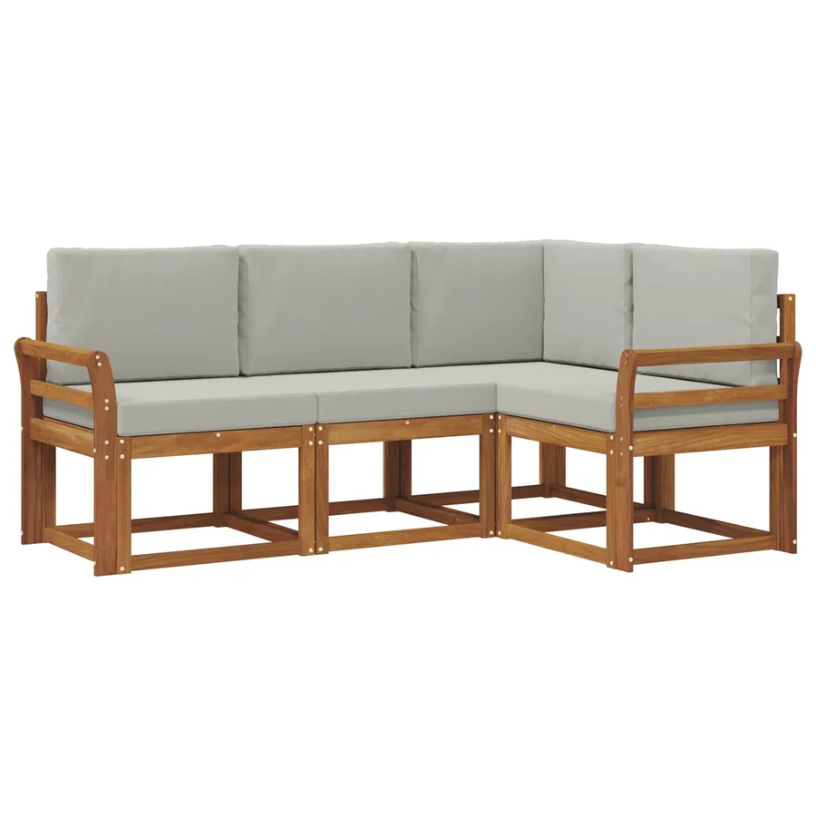 Ensemble de canapés d'extérieur 4 pcs Gris Naturel et Clair - 2