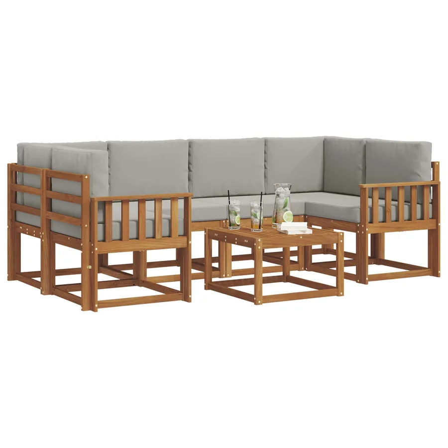 Ensemble de canapés d'extérieur 7 pcs Gris Naturel et Clair - 3
