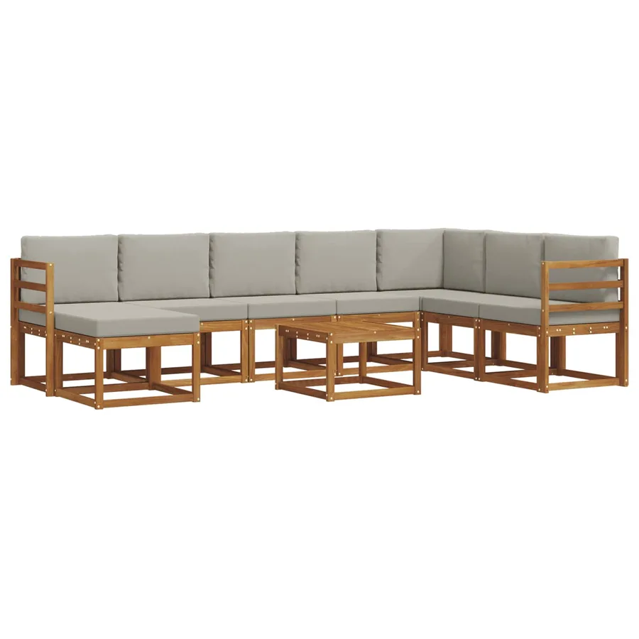 Ensemble de canapés d'extérieur 9 pcs Gris Naturel et Clair - 2
