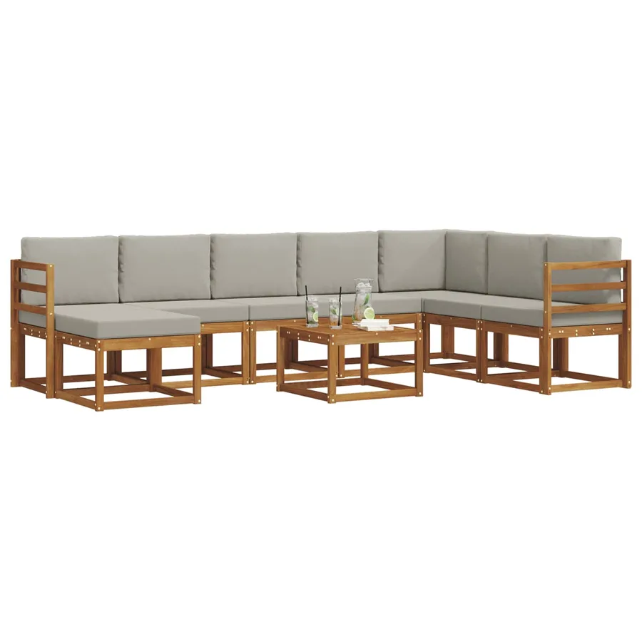 Ensemble de canapés d'extérieur 9 pcs Gris Naturel et Clair - 3
