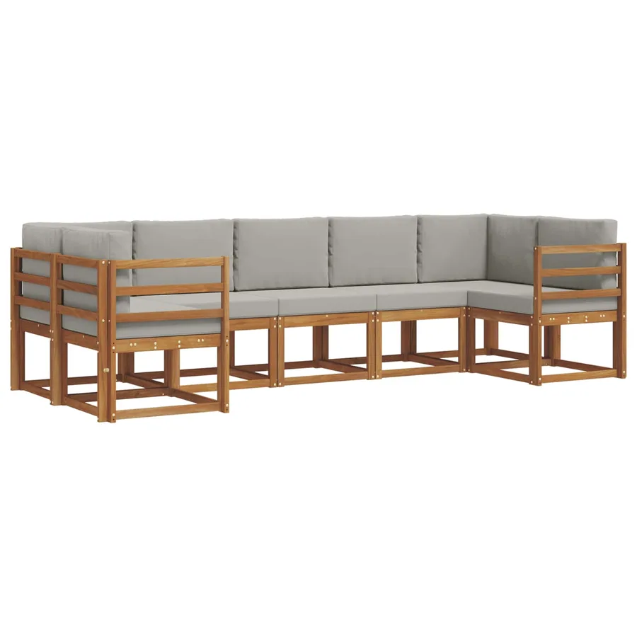Ensemble de canapés d'extérieur 7 pc Naturel et gris clair - 2