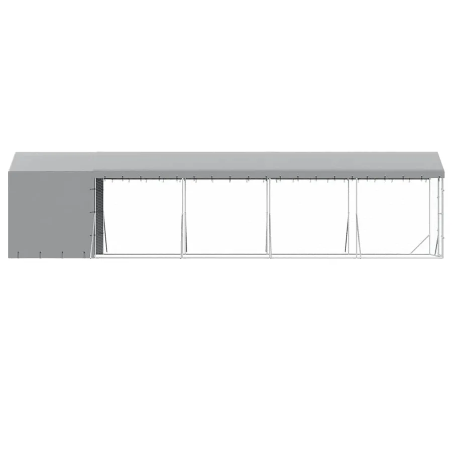 Chenil d'extérieur pour chiens avec toit argenté 2x10x2,5 m - 6