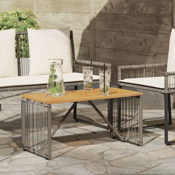 Table de jardin Gris et marron 80 x 40 x 40 cm polyrotin