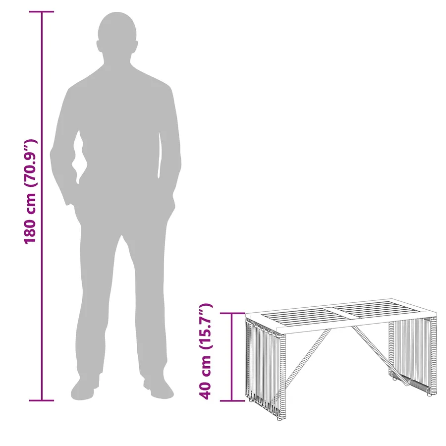 Table de jardin Gris et marron 80 x 40 x 40 cm polyrotin - 10